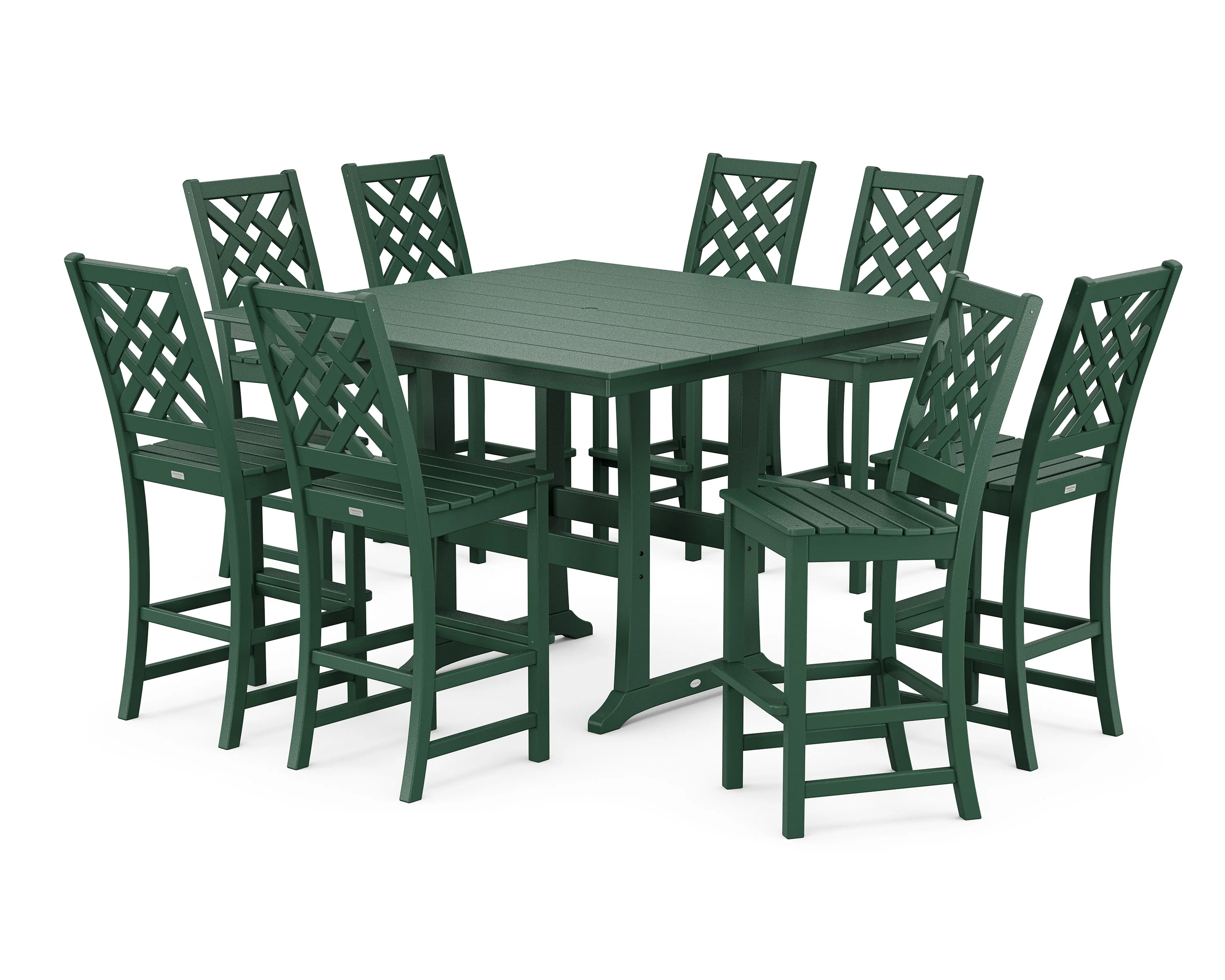 Wovendale Side Chair 9-Piece Square Farmhouse Bar Set with Trestle Legs - Image 7