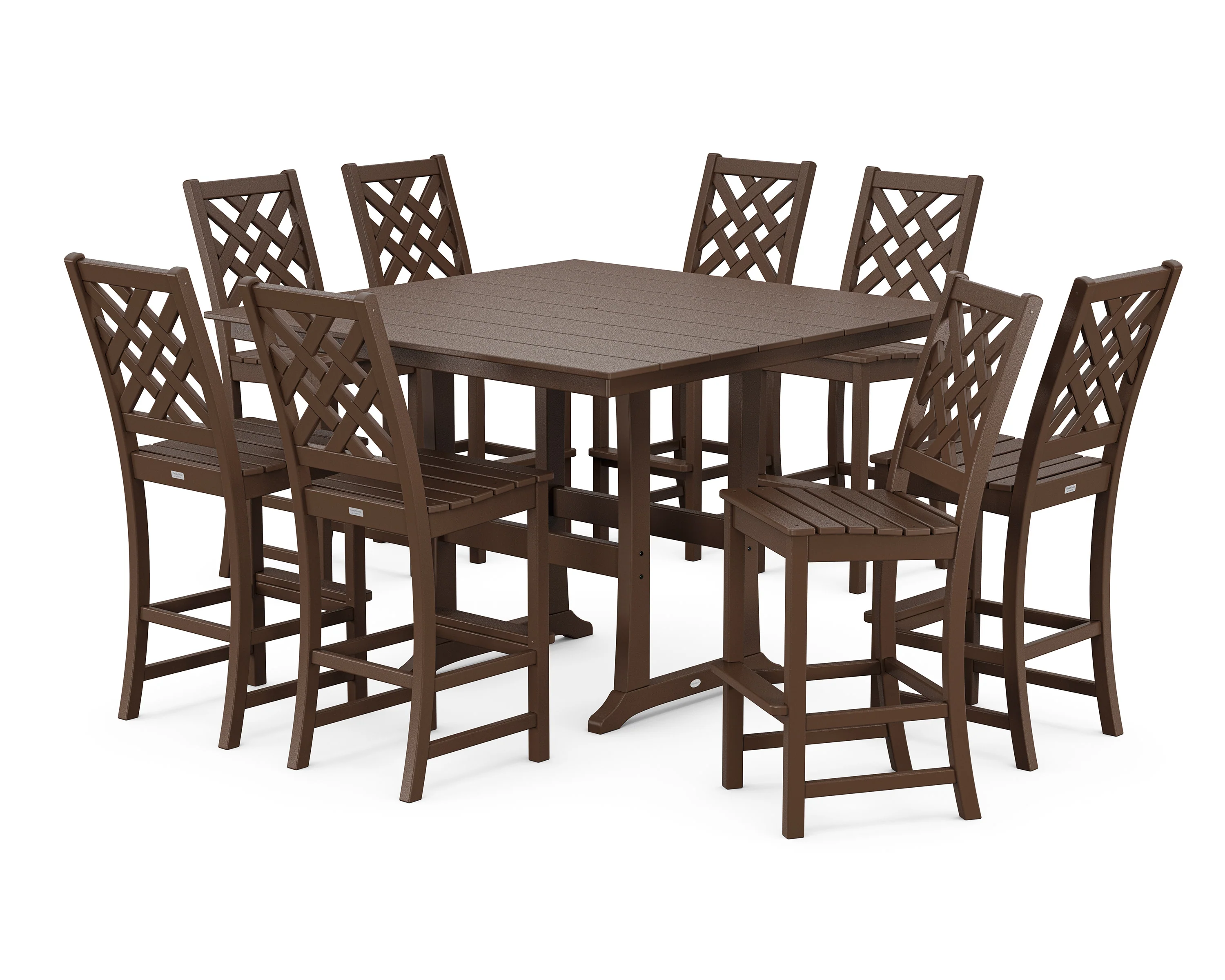 Wovendale Side Chair 9-Piece Square Farmhouse Bar Set with Trestle Legs - Image 8