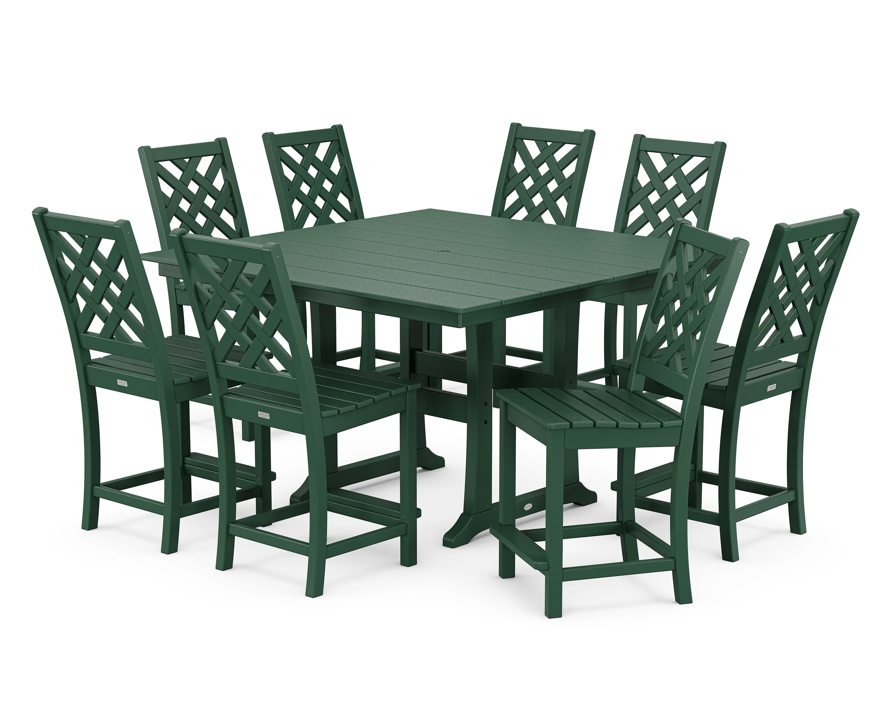 Wovendale Side Chair 9-Piece Square Farmhouse Counter Set with Trestle Legs - Image 3