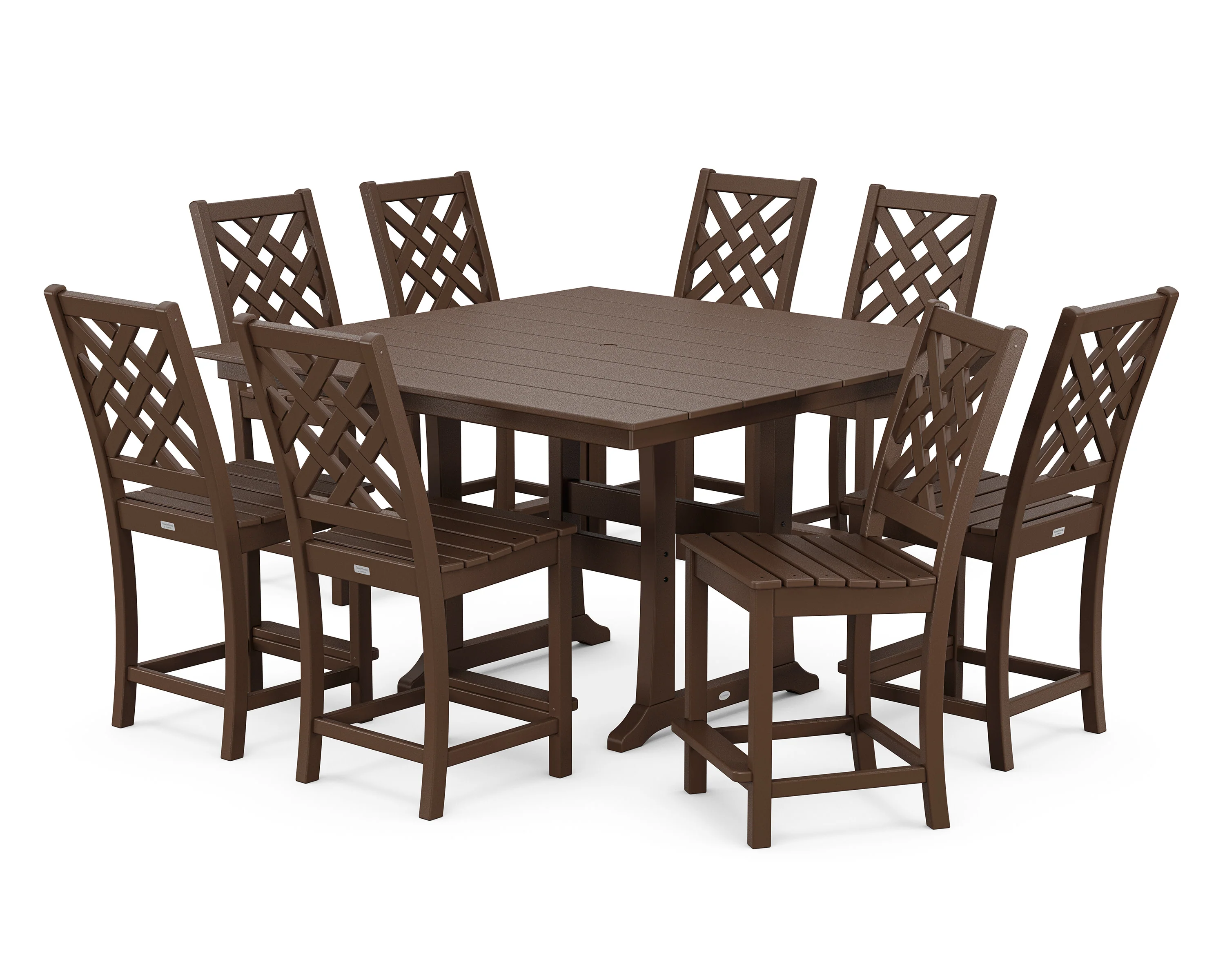 Wovendale Side Chair 9-Piece Square Farmhouse Counter Set with Trestle Legs - Image 5